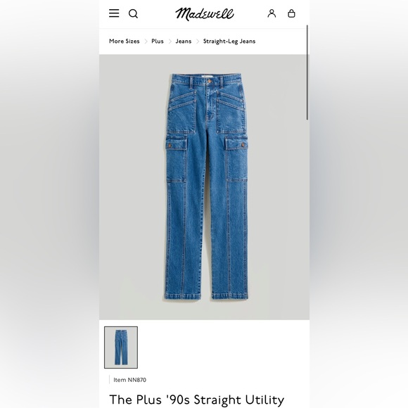 MADEWELL NWOT 90s straight cargo utility jeans size 27 $148 on site ( sold out) - Picture 4 of 8